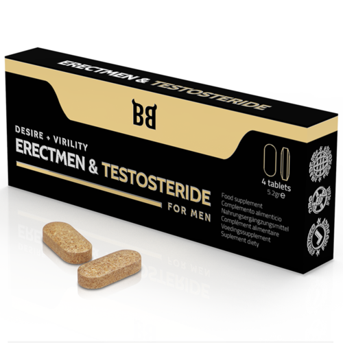 BLACK BULL - ERECTMEN & TESTOSTERIDE POTENCIA Y TESTOSTERONA PARA HOMBRE 4 CPSULAS