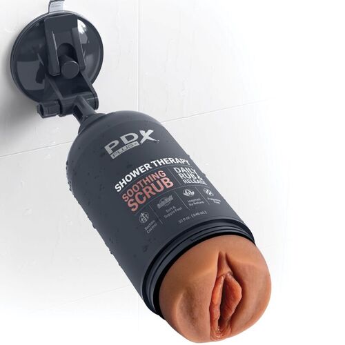 PDX PLUS - MASTURBADOR STROKER DISEÑO DISCRETO DE BOTE CHAMPU SOOTHING SCRUB CARAMELO