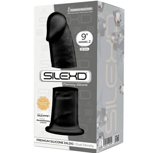 SILEXD - MODELO 2 PENE REALISTICO SILICONA PREMIUM SILEXPAN NEGRO 23 CM