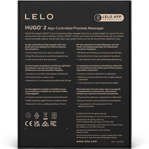 LELO - HUGO 2 MASAJEADOR DE PROSTATA NEGRO