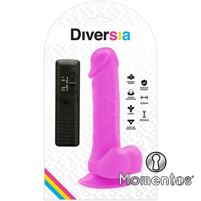 DIVERSIA - DILDO FLEXIBLE CON VIBRACION 20.5 CM - LILA