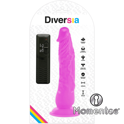 DIVERSIA - DILDO FLEXIBLE CON VIBRACION 21 CM - LILA