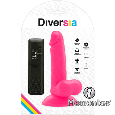 DIVERSIA - DILDO FLEXIBLE CON VIBRACION 17 CM - ROSA