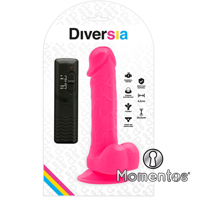 DIVERSIA - DILDO FLEXIBLE CON VIBRACION 20.5 CM - ROSA