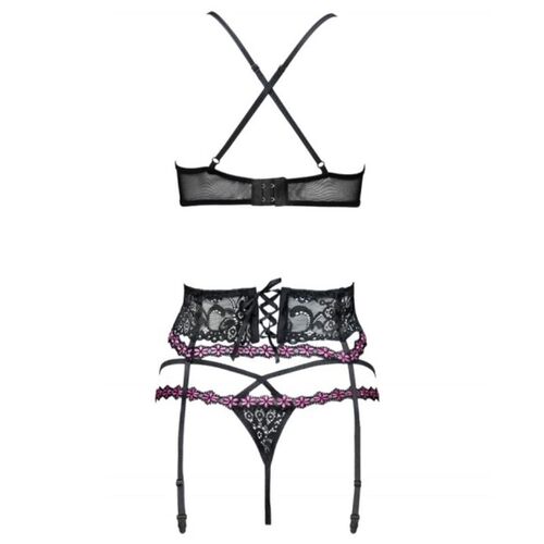 LIVCO CORSETTI FASHION - SNEHANA LC 90443 SUJETADOR + LIGUERO + PANTY NEGRO S/M