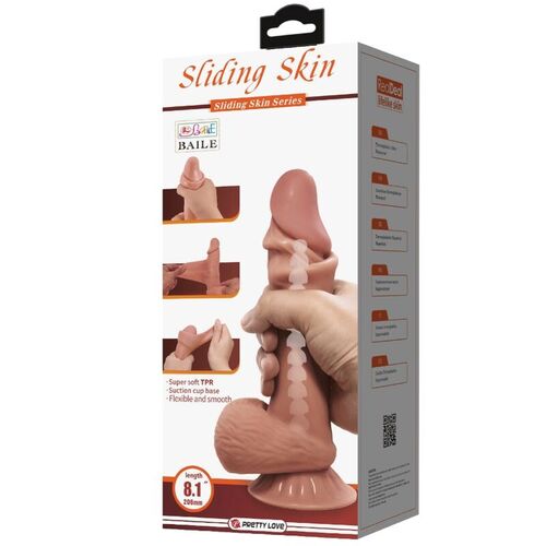 PRETTY LOVE - SLIDING SKIN SERIES DILDO REALÍSTICO CON VENTOSA PIEL DESLIZANTE MORENO 21.8 CM