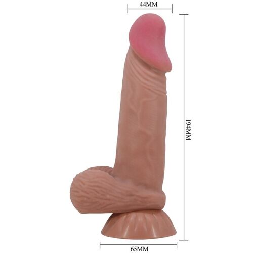 PRETTY LOVE - SLIDING SKIN SERIES DILDO REALÍSTICO CON VENTOSA PIEL DESLIZANTE MORENO 19.4 CM