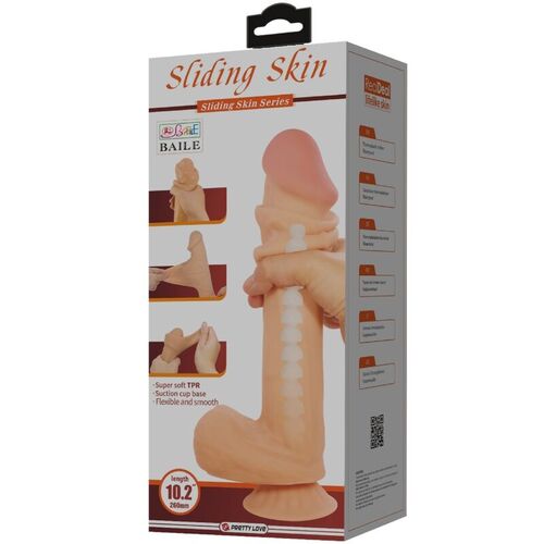 PRETTY LOVE - SLIDING SKIN SERIES DILDO REALSTICO CON VENTOSA PIEL DESLIZANTE 26 CM