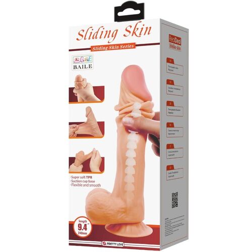 PRETTY LOVE - SLIDING SKIN SERIES DILDO REALSTICO CON VENTOSA PIEL DESLIZANTE 24 CM