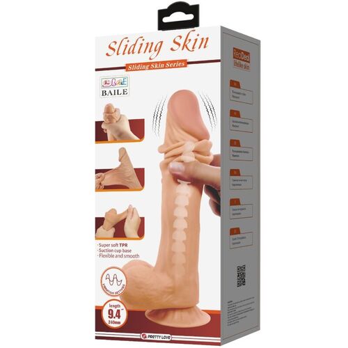 PRETTY LOVE - SLIDING SKIN SERIES DILDO REALSTICO CON VENTOSA PIEL DESLIZANTE NATURAL 24 CM