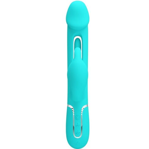 PRETTY LOVE - KAMPAS VIBRADOR RABBIT 3 EN 1 MULTIFUNCIN CON LENGUA VERDE AGUA