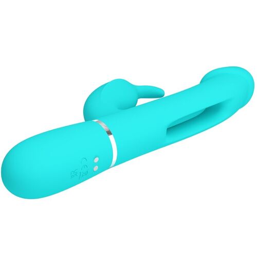 PRETTY LOVE - KAMPAS VIBRADOR RABBIT 3 EN 1 MULTIFUNCIN CON LENGUA VERDE AGUA