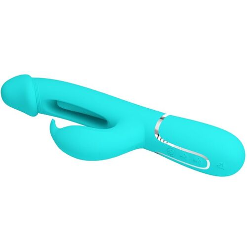 PRETTY LOVE - KAMPAS VIBRADOR RABBIT 3 EN 1 MULTIFUNCIN CON LENGUA VERDE AGUA