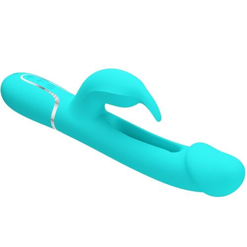 PRETTY LOVE - KAMPAS VIBRADOR RABBIT 3 EN 1 MULTIFUNCIN CON LENGUA VERDE AGUA