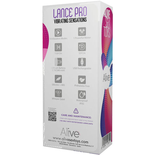 ALIVE - LANCE PRO ESTIMULADOR & VIBRADOR ANAL ROSA