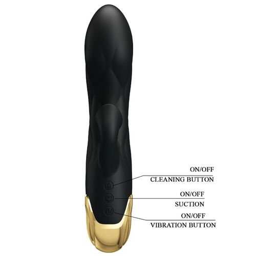 PRETTY LOVE - VIBRADOR DE LUJO BAADO EN ORO RECARGABLE NEGRO