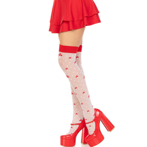 LEG AVENUE - CALCETINES ALTOS CHAMPIONES ROJO/BLANCO