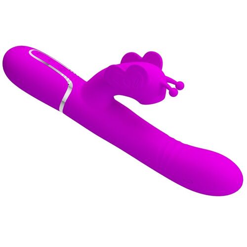 PRETTY LOVE - VIBRADOR RABBIT MULTIFUNCIN 4 EN 1 MARIPOSA FUCSIA