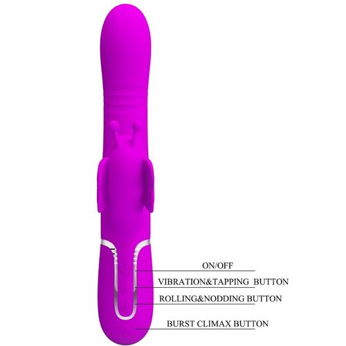 PRETTY LOVE - VIBRADOR RABBIT MULTIFUNCIN 4 EN 1 MARIPOSA FUCSIA