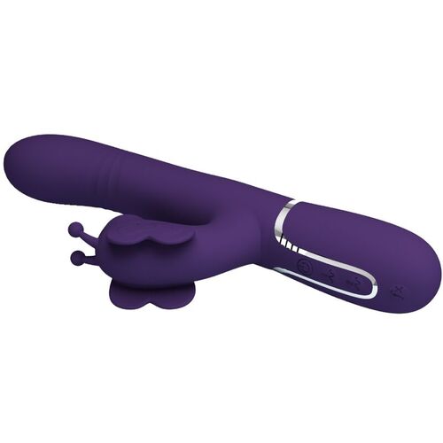 PRETTY LOVE - VIBRADOR RABBIT MULTIFUNCIN 4 EN 1 MARIPOSA MORADO