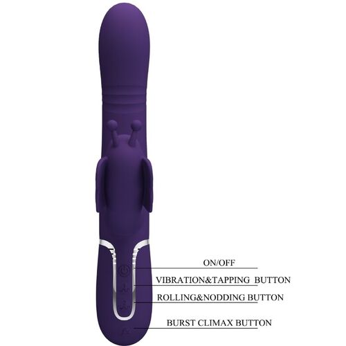 PRETTY LOVE - VIBRADOR RABBIT MULTIFUNCIN 4 EN 1 MARIPOSA MORADO