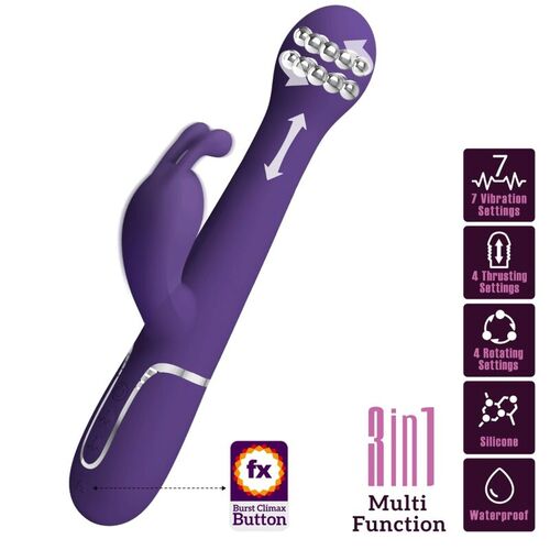 PRETTY LOVE - DEJON VIBRADOR RABBIT 3 EN 1 MULTIFUNCIN MORADO