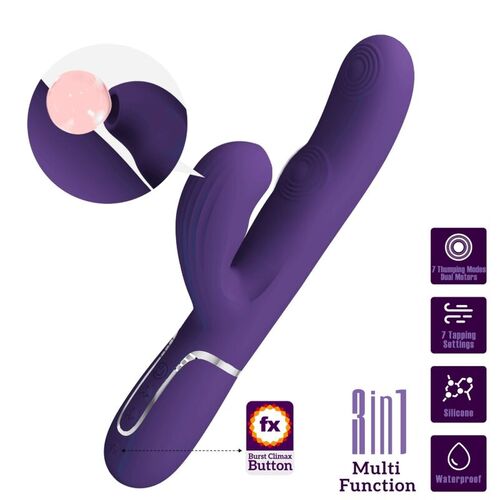 PRETTY LOVE - PERLITA VIBRADOR PUNTO G 3 EN 1 MULTIFUNCIN MORADO