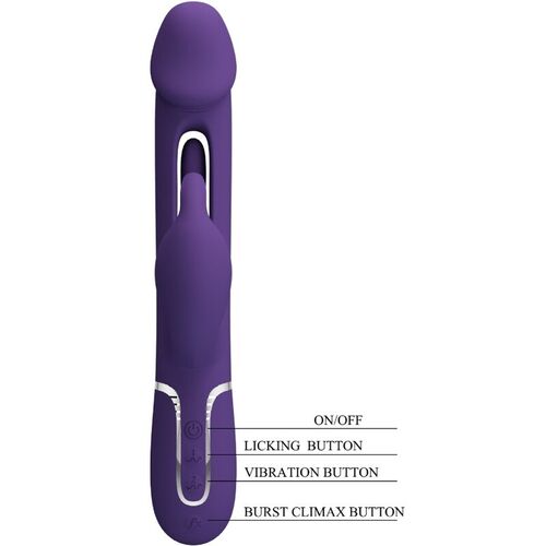 PRETTY LOVE - KAMPAS VIBRADOR RABBIT 3 EN 1 MULTIFUNCIN CON LENGUA VIOLETA