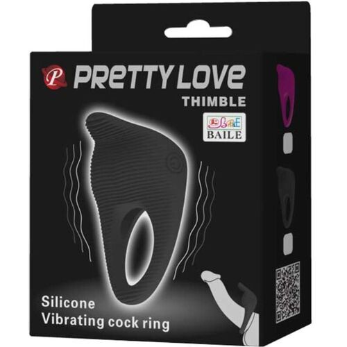 PRETTY LOVE - THIMBLE ANILLO VIBRADOR NEGRO