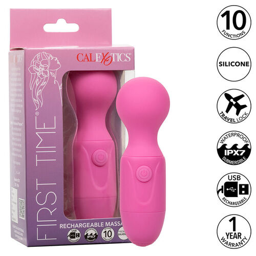 CALEXOTICS - FIRST TIME MASAJEADOR RECARGABLE 10 VIBRACIONES ROSA