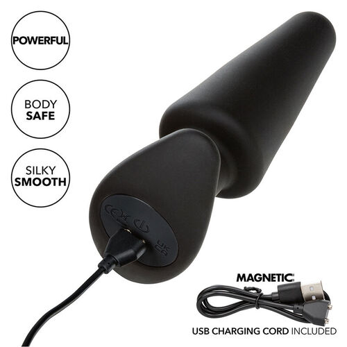 CALEXOTICS - ROCK BOTTOM PLUG ANAL CÓNICO 10 VIBRACIONES SILICONA NEGRO