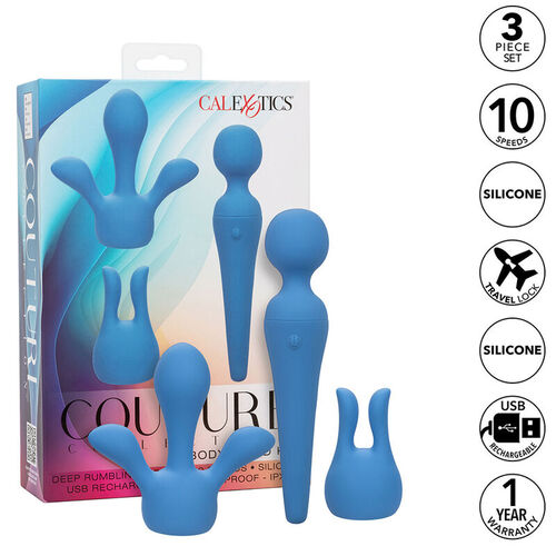 CALEXOTICS - COUTURE KIT VIBRADOR WAND 10 VIBRACIONES AZUL