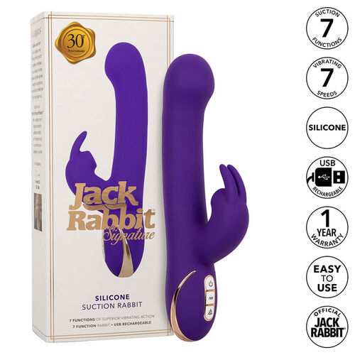 CALEXOTICS - JACK VIBRADOR RABBIT Y ESTIMULADOR 7 NIVELES DE VIBRACIÓN Y SUCCIÓN AZUL