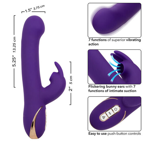 CALEXOTICS - JACK VIBRADOR RABBIT Y ESTIMULADOR 7 NIVELES DE VIBRACIÓN Y SUCCIÓN AZUL