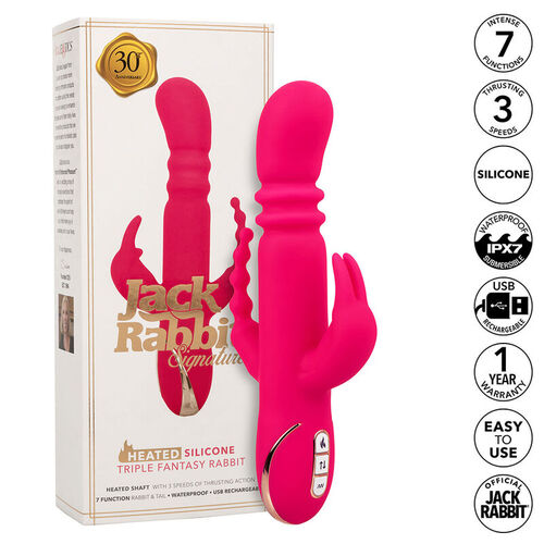 CALEXOTICS - JACK FANTASY TRIPLE VIBRADOR CALENTABLE RABBIT ROSA