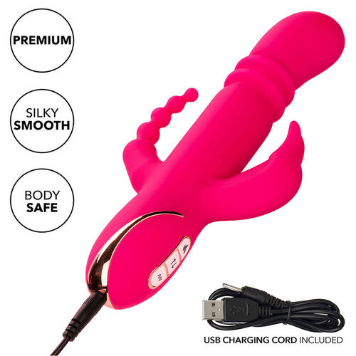 CALEXOTICS - JACK FANTASY TRIPLE VIBRADOR CALENTABLE RABBIT ROSA