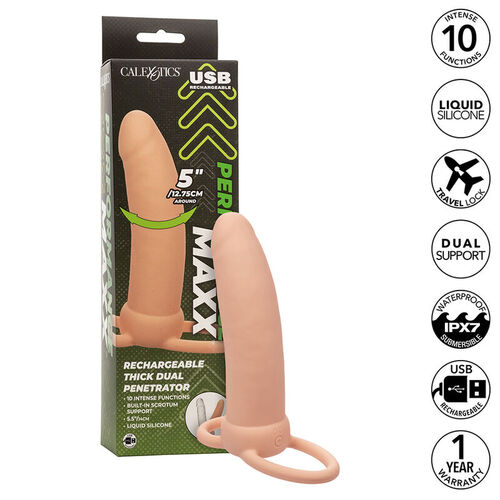 CALEXOTICS - MAXX DOBLE PENETRADOR GRUESO 10 VIBRACIONES NATURAL