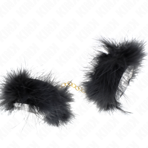 KINK - ESPOSAS DE PLUMAS NEGRO CON CADENA DORADA MODELO 2