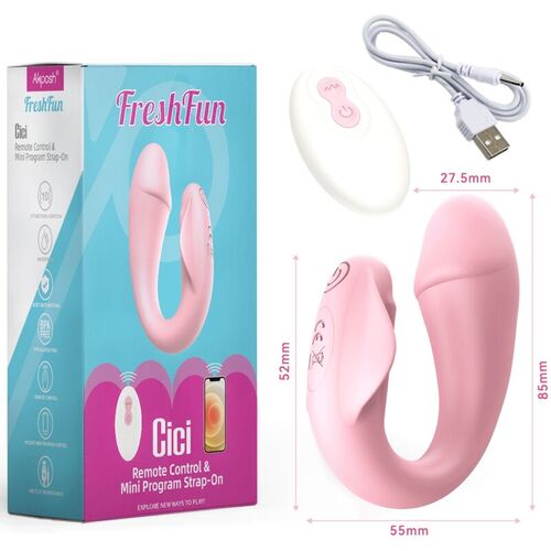 ARMONY - FRESHFUN CICI VIBRADOR STRAP-ON CONTROL REMOTO Y APP 10 VIBRACIONES ROSA