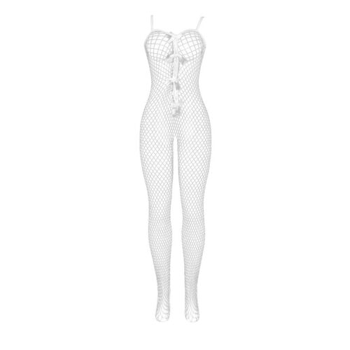 SUBBLIME - 951740 BODYSTOCKING CROTCHLESS DE REJILLA CON LAZOS BLANCO TALLA ÚNICA