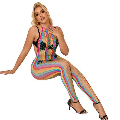 SUBBLIME - 952358 VESTIDO DE REJILLA CUELLO HALTER ARCOIRIS TALLA ÚNICA