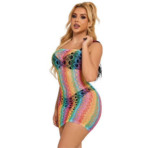 SUBBLIME - 952365 BODYSTOCKING DE REJILLA HOMBROS DESCUBIERTOS ARCOIRIS TALLA ÚNICA