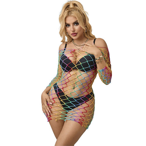 SUBBLIME - 952426 VESTIDO DE REJILLA MANGA LARGA ARCOIRIS TALLA ÚNICA