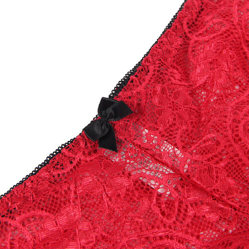 SUBBLIME - 953904 CAMISÓN DE SEDA Y ENCAJE + PANTIES ROJO L/XL