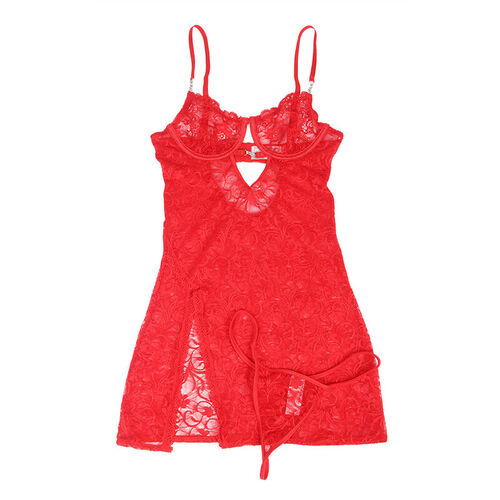 SUBBLIME - 954208 BABYDOLL DE ENCAJE CON TIRANTES AJUSTABLES ROJO S/M