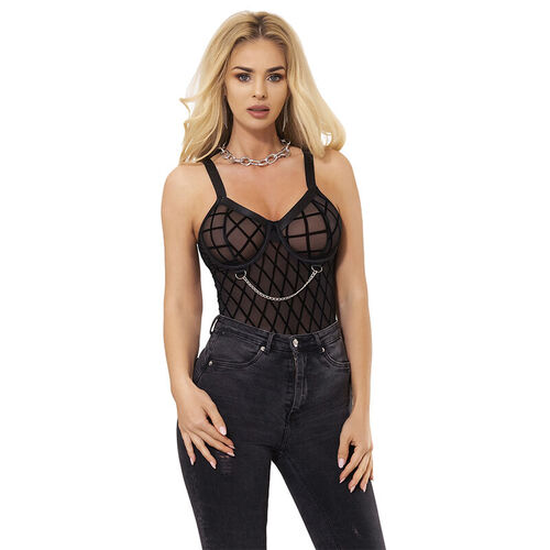 SUBBLIME - 954277 BODY CON CADENAS + LIGUEROS NEGRO L/XL