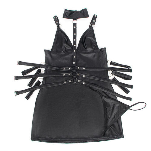 SUBBLIME - 954406 VESTIDO BONDAGE DE CUERO NEGRO S/M