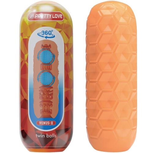 PRETTY LOVE - TWIN BALLS MASTURBADOR MASCULINO NARANJA