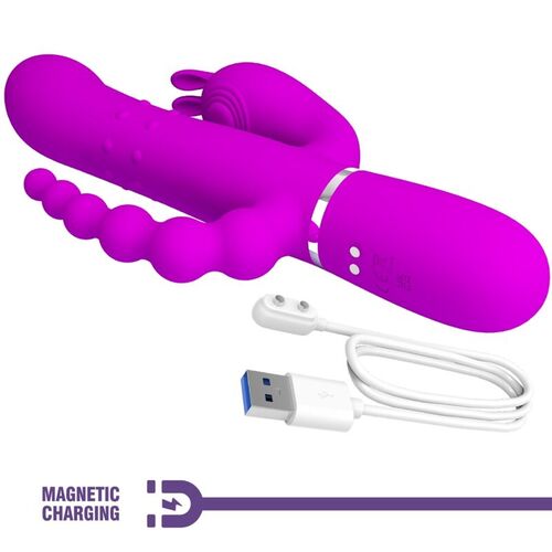 PRETTY LOVE - CAMMY TRIPLE VIBRADOR MULTIFUNCIÓN 4 EN 1 ROSA