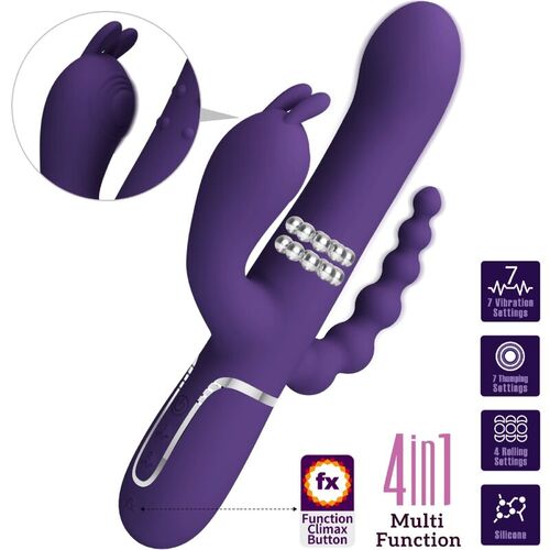 PRETTY LOVE - CAMMY TRIPLE VIBRADOR MULTIFUNCIÓN 4 EN 1 MORADO